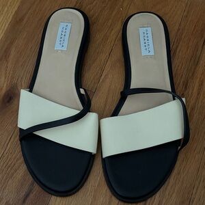 Gabriela Hearst Black and Cream Slide Sandals